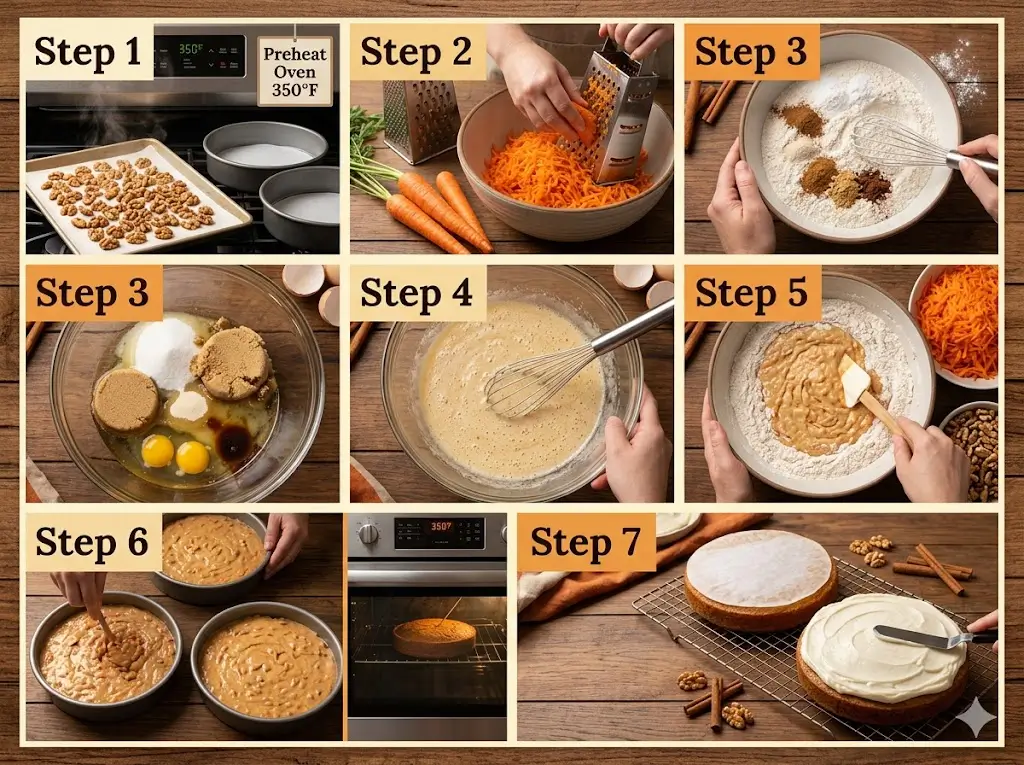 Spiced Carrot Cake with Walnuts 7 Best Baking Steps 